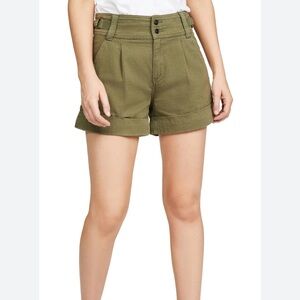 New Current/ Elliott olive green relaxed linen blend short